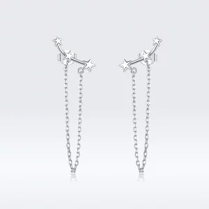 (imagen para) Pendientes colgantes de estilo Pandora en plata con estrellas - BSE361