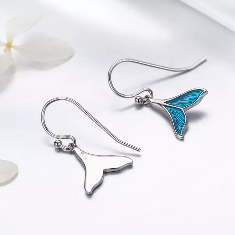 (imagen para) Pendientes colgantes de estilo Pandora en plata con forma de cola de pez - SCE06 - Ver 5
