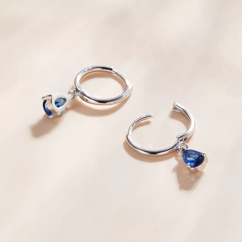 (imagen para) Pendientes colgantes de estilo Pandora en plata con gota azul - SCE1018-BU - Ver 3