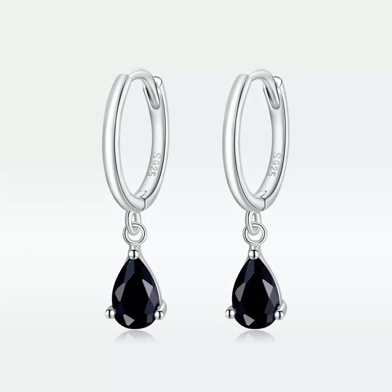 (imagen para) Pendientes colgantes de estilo Pandora en plata y negro - SCE1018-BK - Ver 5