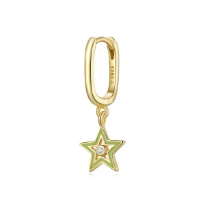 (imagen para) Pendientes colgantes de estrella brillante chapados en oro de 18 quilates estilo Pandora - SCE1077-YE