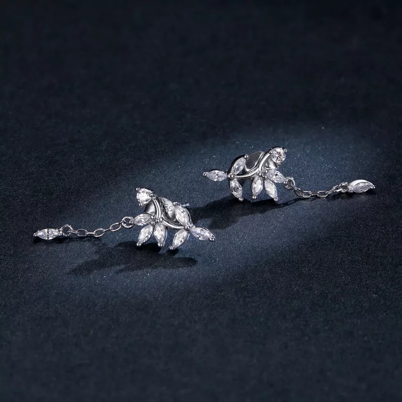 (imagen para) Pendientes colgantes de flores brillantes de estilo Pandora en plata - BSE350 - Ver 5