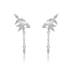 (imagen para) Pendientes colgantes de flores brillantes de estilo Pandora en plata - BSE350