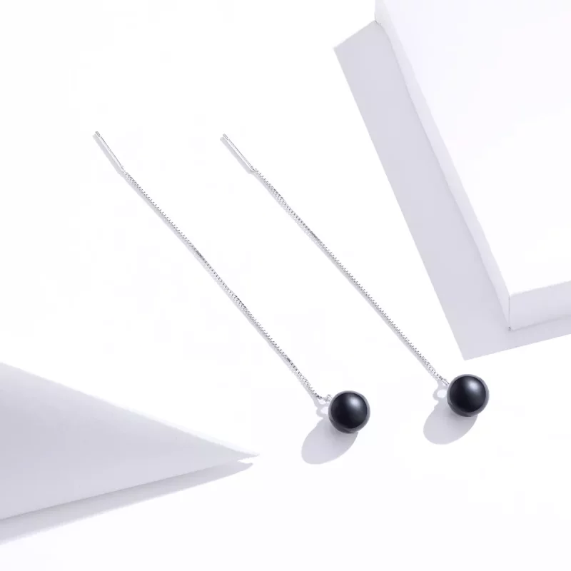 (imagen para) Pendientes colgantes de ágata plateada con estilo Pandora - SCE878 - Ver 2