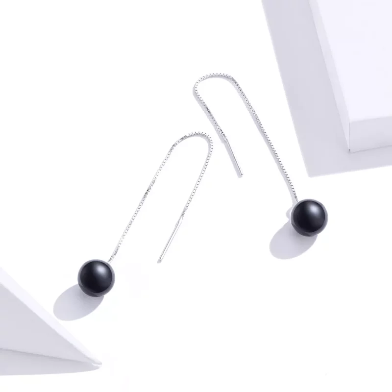 (imagen para) Pendientes colgantes de ágata plateada con estilo Pandora - SCE878 - Ver 3