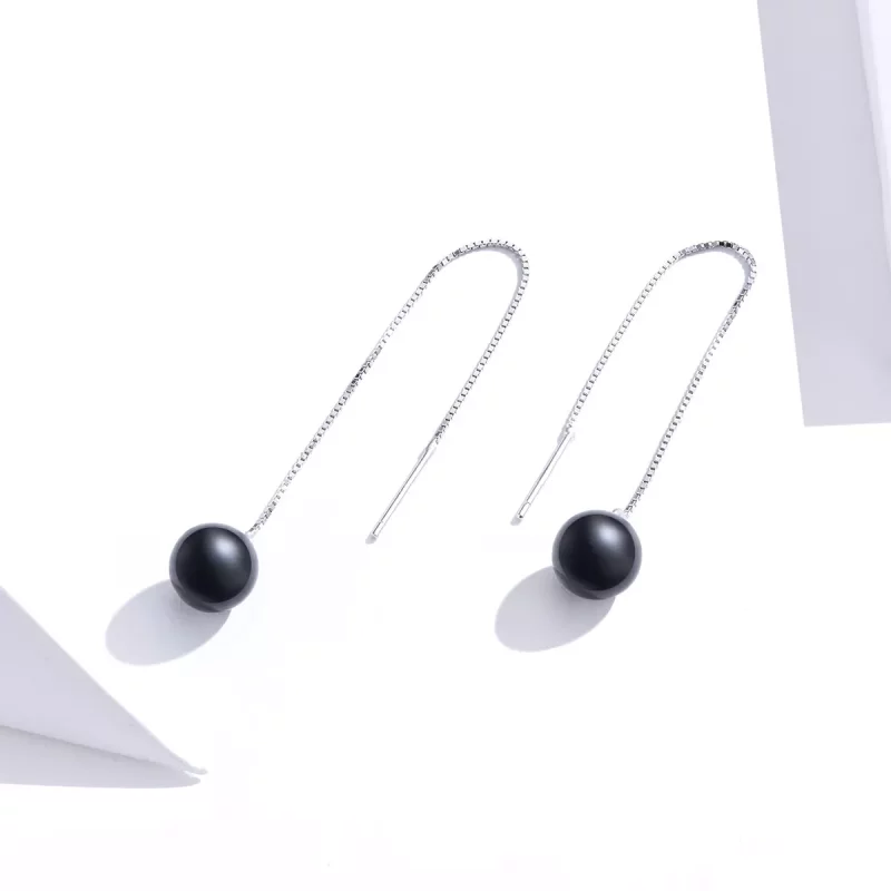 (imagen para) Pendientes colgantes de ágata plateada con estilo Pandora - SCE878 - Ver 4