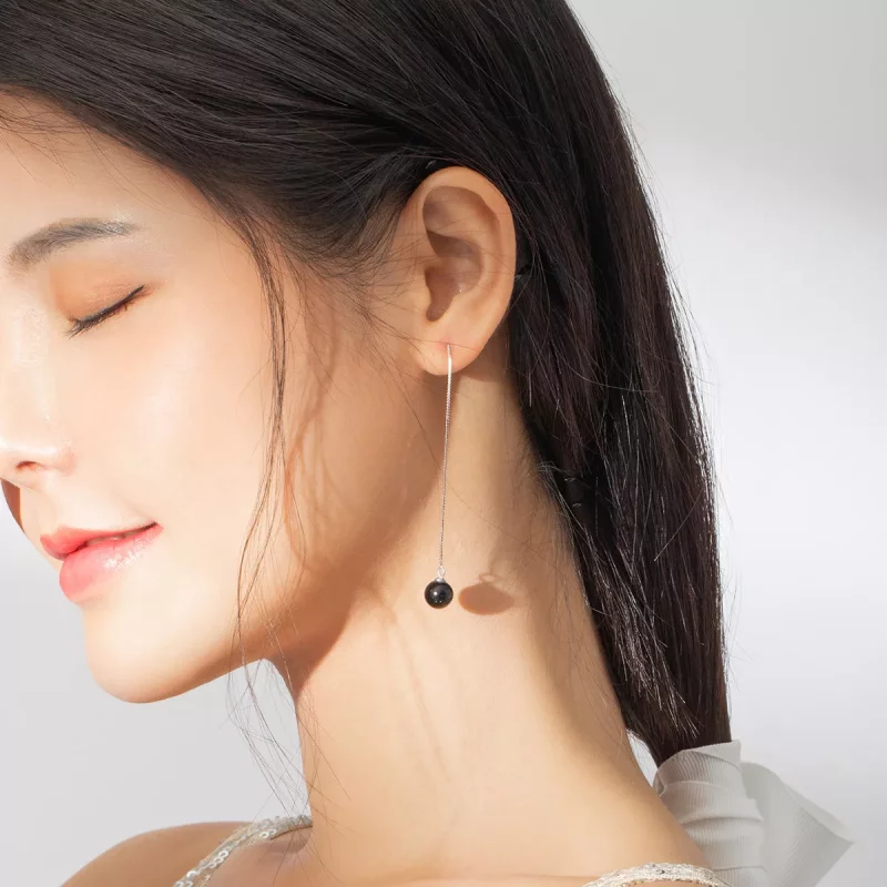 (imagen para) Pendientes colgantes de ágata plateada con estilo Pandora - SCE878 - Ver 6