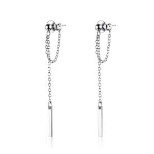 (imagen para) Pendientes colgantes de geometría ligera en plata de estilo Pandora - SCE550