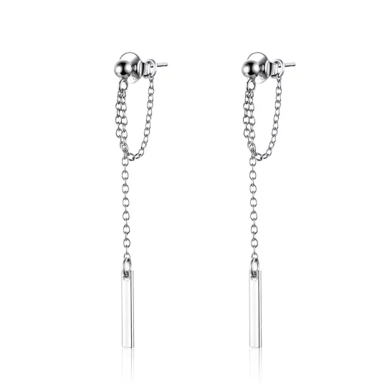 (imagen para) Pendientes colgantes de geometría ligera en plata de estilo Pandora - SCE550