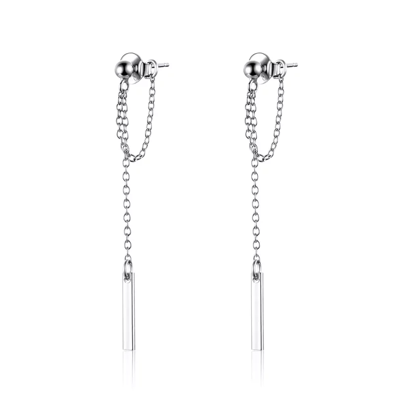 (imagen para) Pendientes colgantes de geometría ligera en plata de estilo Pandora - SCE550