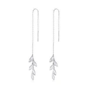 (imagen para) Pendientes colgantes de hojas de plata estilo Pandora - SCE987