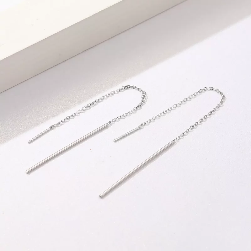 (imagen para) Pendientes colgantes de línea elegante estilo Pandora plateados - SCE490 - Ver 2
