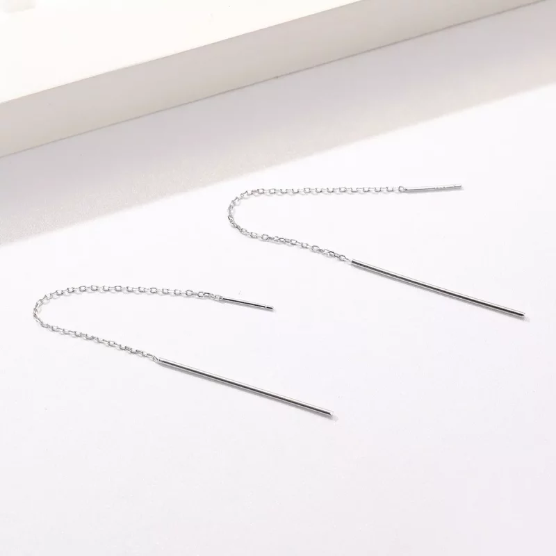 (imagen para) Pendientes colgantes de línea elegante estilo Pandora plateados - SCE490 - Ver 3