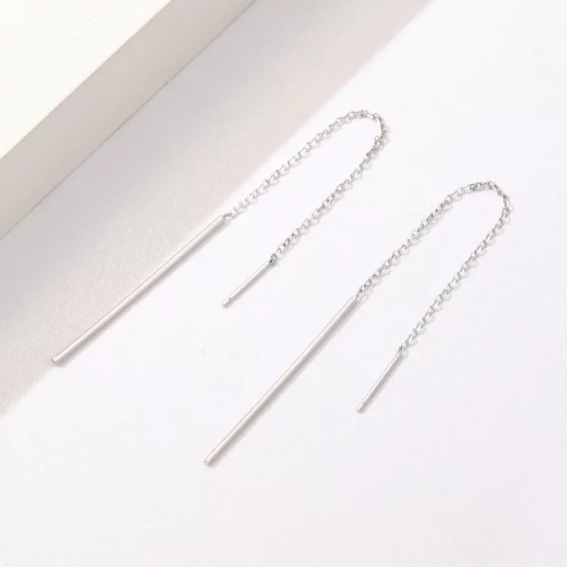(imagen para) Pendientes colgantes de línea elegante estilo Pandora plateados - SCE490 - Ver 4