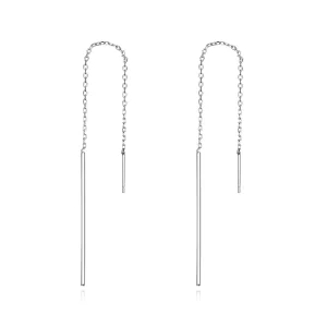 (imagen para) Pendientes colgantes de línea elegante estilo Pandora plateados - SCE490