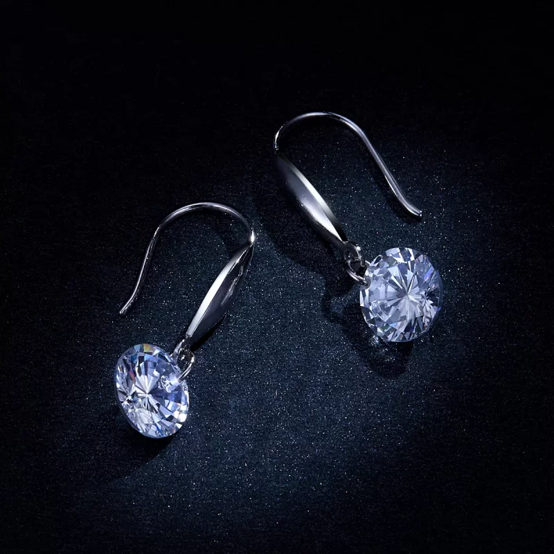 (imagen para) Pendientes colgantes de niña brillante de estilo Pandora en plata - BSE212 - Ver 9