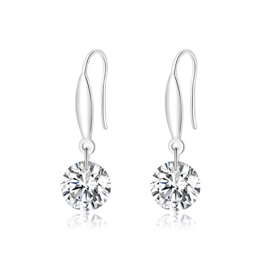 (imagen para) Pendientes colgantes de niña brillante de estilo Pandora en plata - BSE212