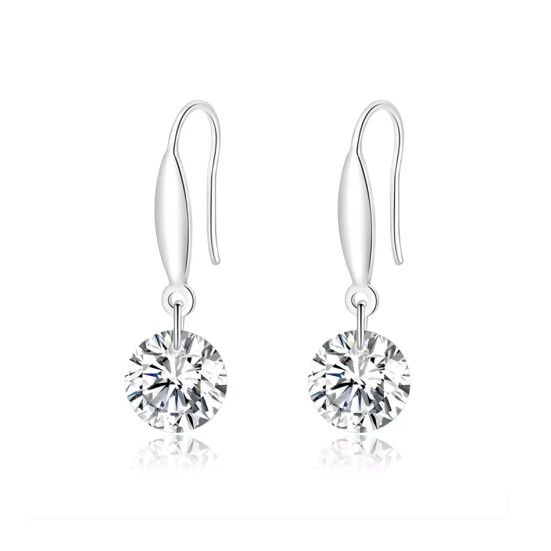 (imagen para) Pendientes colgantes de niña brillante de estilo Pandora en plata - BSE212