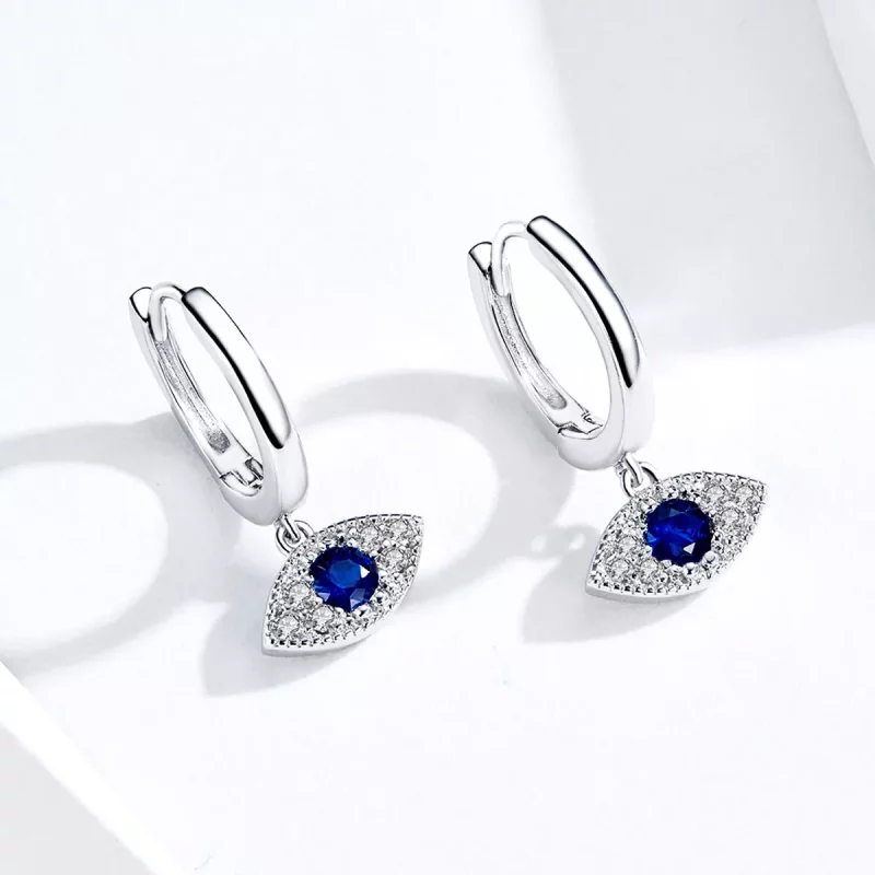 (imagen para) Pendientes colgantes de ojos de la suerte estilo Pandora en plata - BSE274 - Ver 2