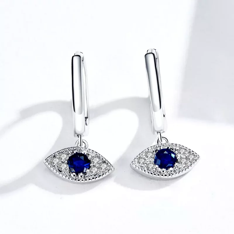 (imagen para) Pendientes colgantes de ojos de la suerte estilo Pandora en plata - BSE274 - Ver 3