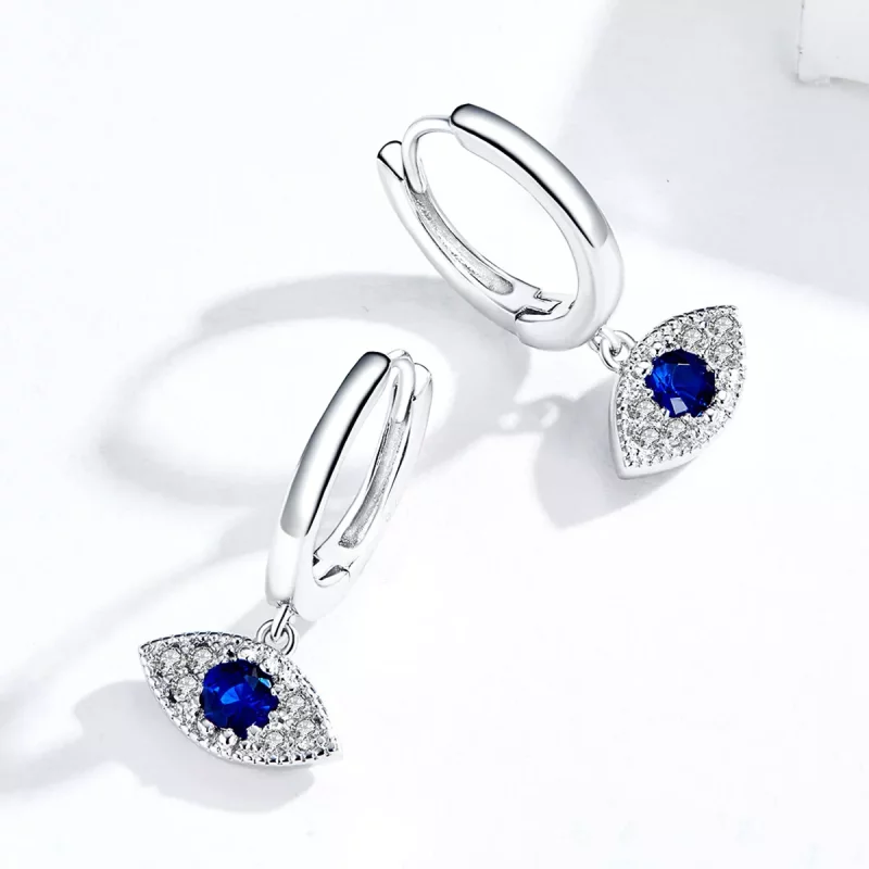 (imagen para) Pendientes colgantes de ojos de la suerte estilo Pandora en plata - BSE274 - Ver 4