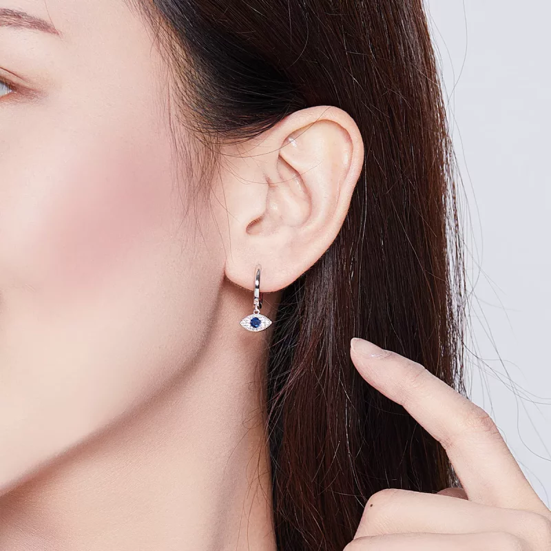 (imagen para) Pendientes colgantes de ojos de la suerte estilo Pandora en plata - BSE274 - Ver 7