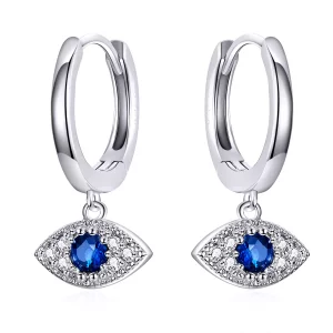 (imagen para) Pendientes colgantes de ojos de la suerte estilo Pandora en plata - BSE274