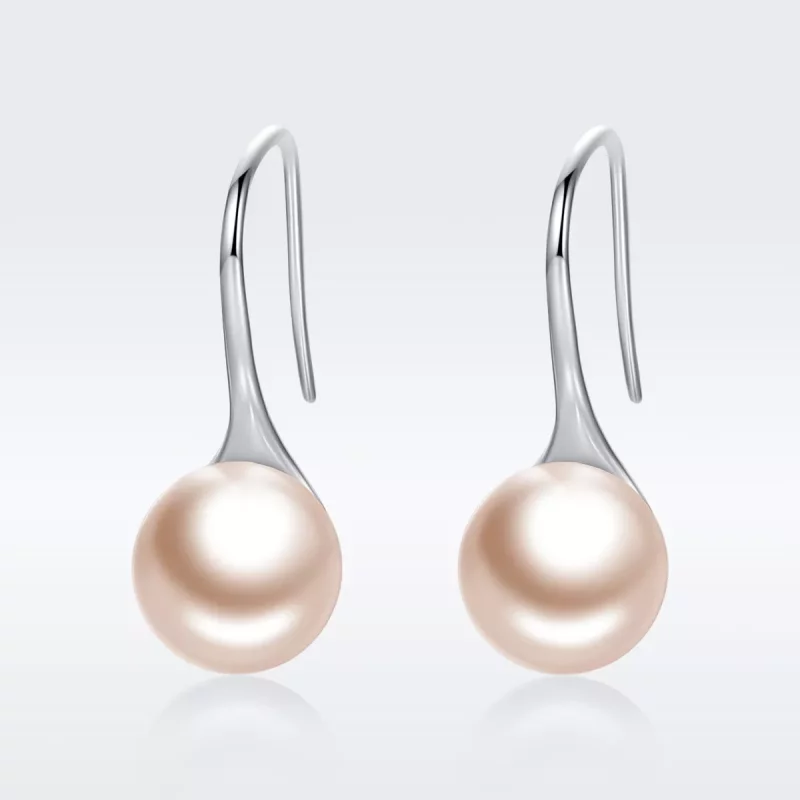 (imagen para) Pendientes colgantes de perla dorada plateada estilo Pandora - SCE146 - Ver 2