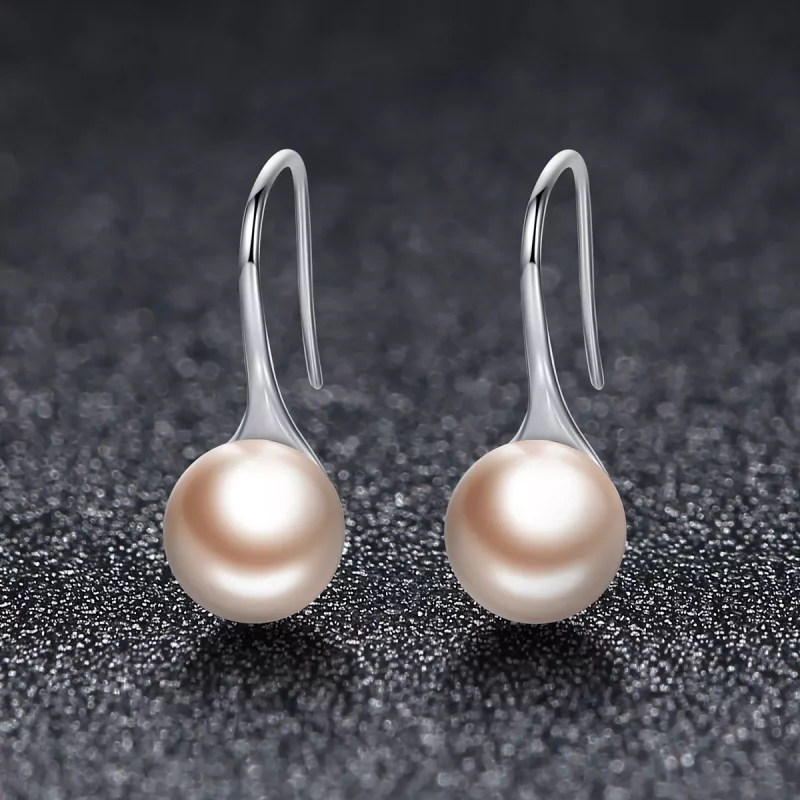 (imagen para) Pendientes colgantes de perla dorada plateada estilo Pandora - SCE146 - Ver 3