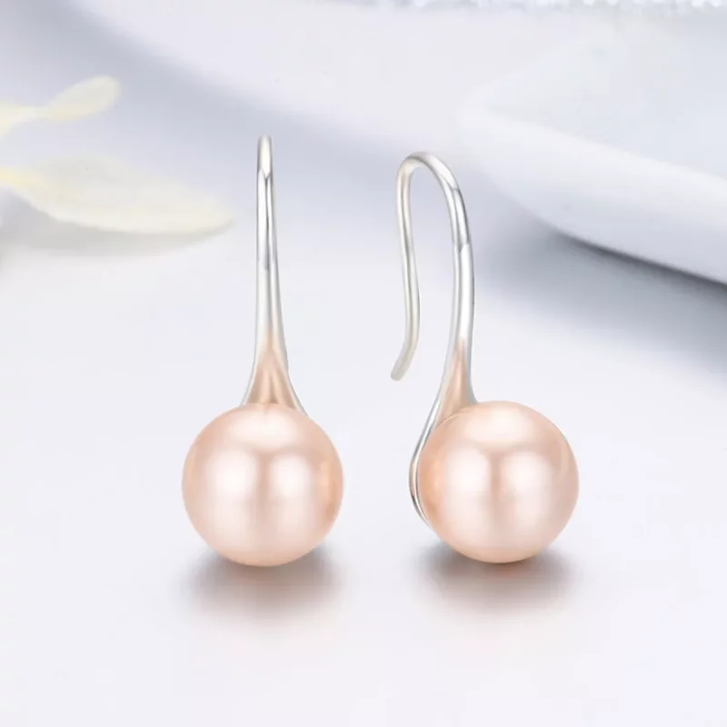 (imagen para) Pendientes colgantes de perla dorada plateada estilo Pandora - SCE146 - Ver 4