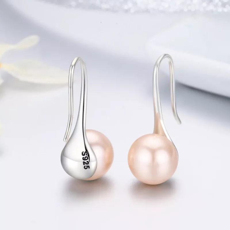 (imagen para) Pendientes colgantes de perla dorada plateada estilo Pandora - SCE146 - Ver 5