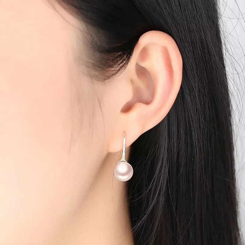 (imagen para) Pendientes colgantes de perla dorada plateada estilo Pandora - SCE146 - Ver 6