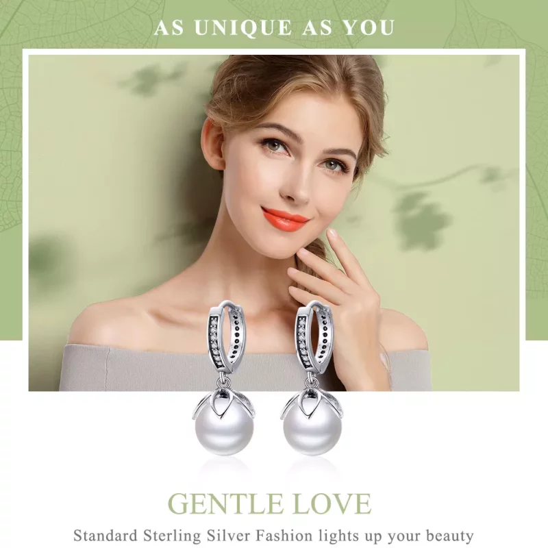 (imagen para) Pendientes colgantes de plata estilo Pandora con amor delicado - SCE482 - Ver 2