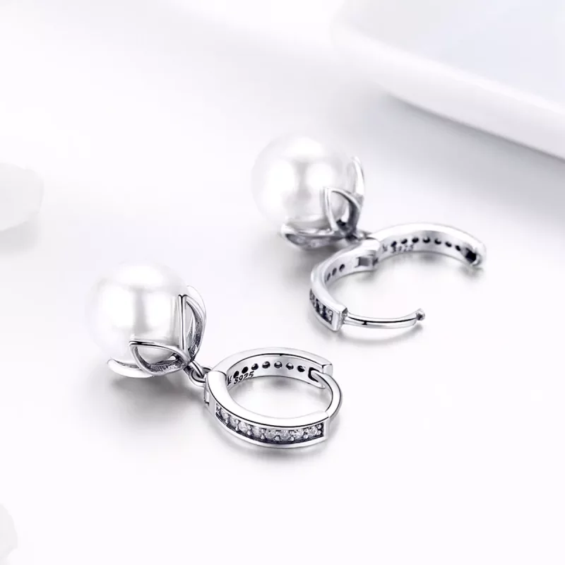 (imagen para) Pendientes colgantes de plata estilo Pandora con amor delicado - SCE482 - Ver 3