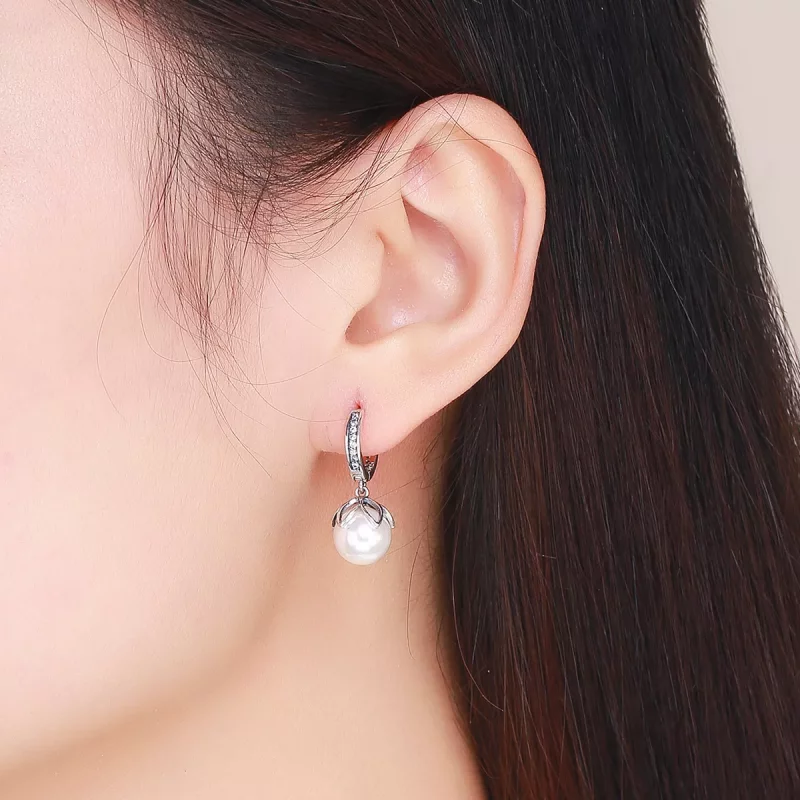 (imagen para) Pendientes colgantes de plata estilo Pandora con amor delicado - SCE482 - Ver 4