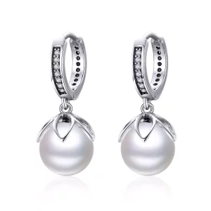 (imagen para) Pendientes colgantes de plata estilo Pandora con amor delicado - SCE482