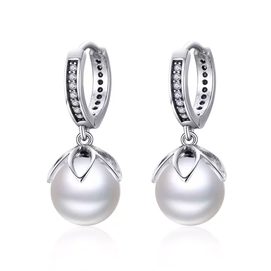 (imagen para) Pendientes colgantes de plata estilo Pandora con amor delicado - SCE482