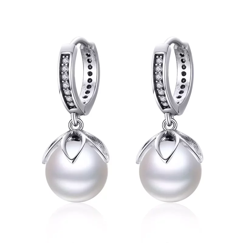 (imagen para) Pendientes colgantes de plata estilo Pandora con amor delicado - SCE482