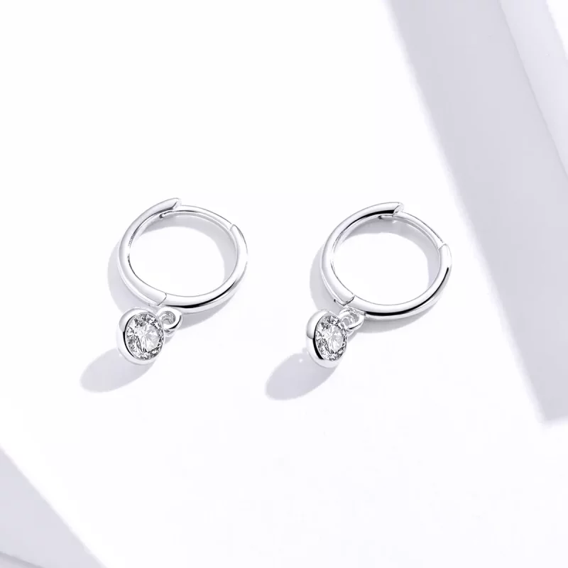 (imagen para) Pendientes colgantes de plata estilo Pandora con circonias - SCE830 - Ver 2