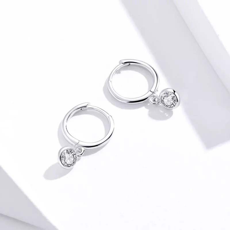 (imagen para) Pendientes colgantes de plata estilo Pandora con circonias - SCE830 - Ver 3