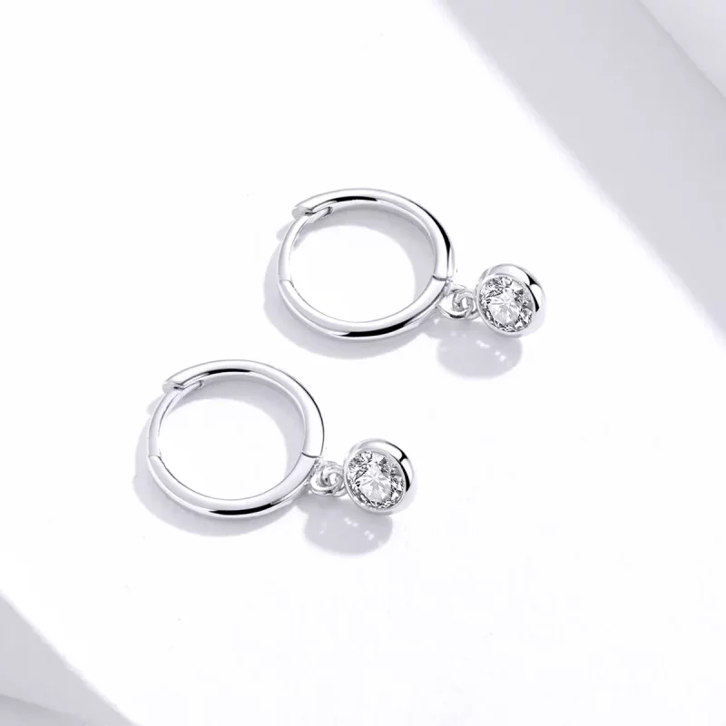 (imagen para) Pendientes colgantes de plata estilo Pandora con circonias - SCE830 - Ver 4