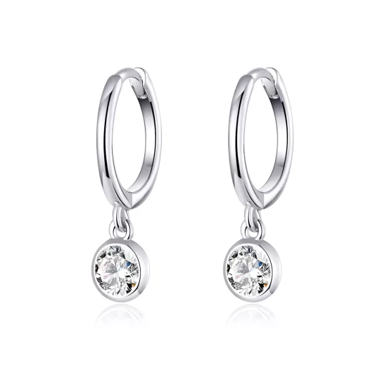 (imagen para) Pendientes colgantes de plata estilo Pandora con circonias - SCE830