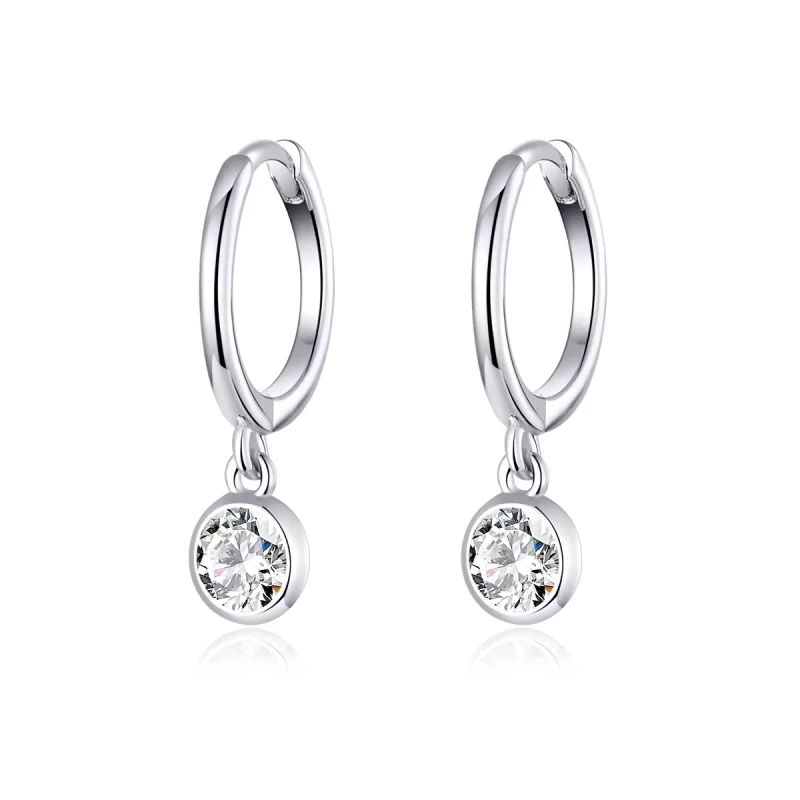(imagen para) Pendientes colgantes de plata estilo Pandora con circonias - SCE830
