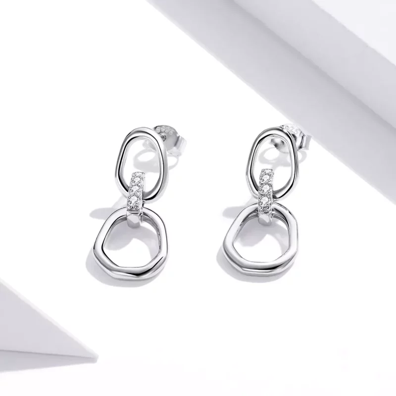 (imagen para) Pendientes colgantes de plata estilo Pandora con geometría - SCE1016 - Ver 2