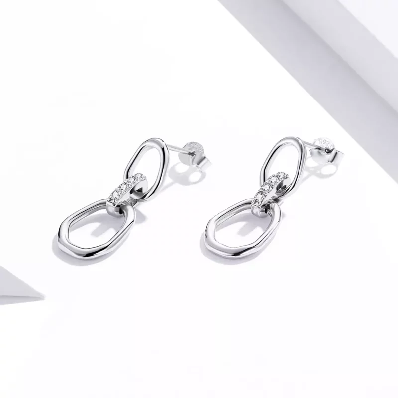 (imagen para) Pendientes colgantes de plata estilo Pandora con geometría - SCE1016 - Ver 3