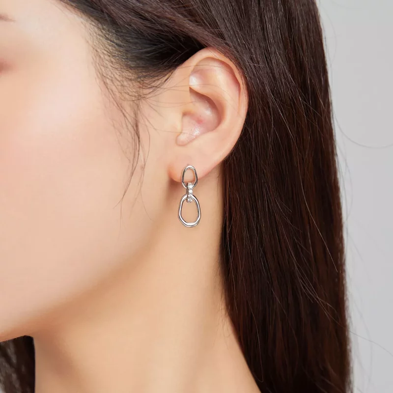 (imagen para) Pendientes colgantes de plata estilo Pandora con geometría - SCE1016 - Ver 5