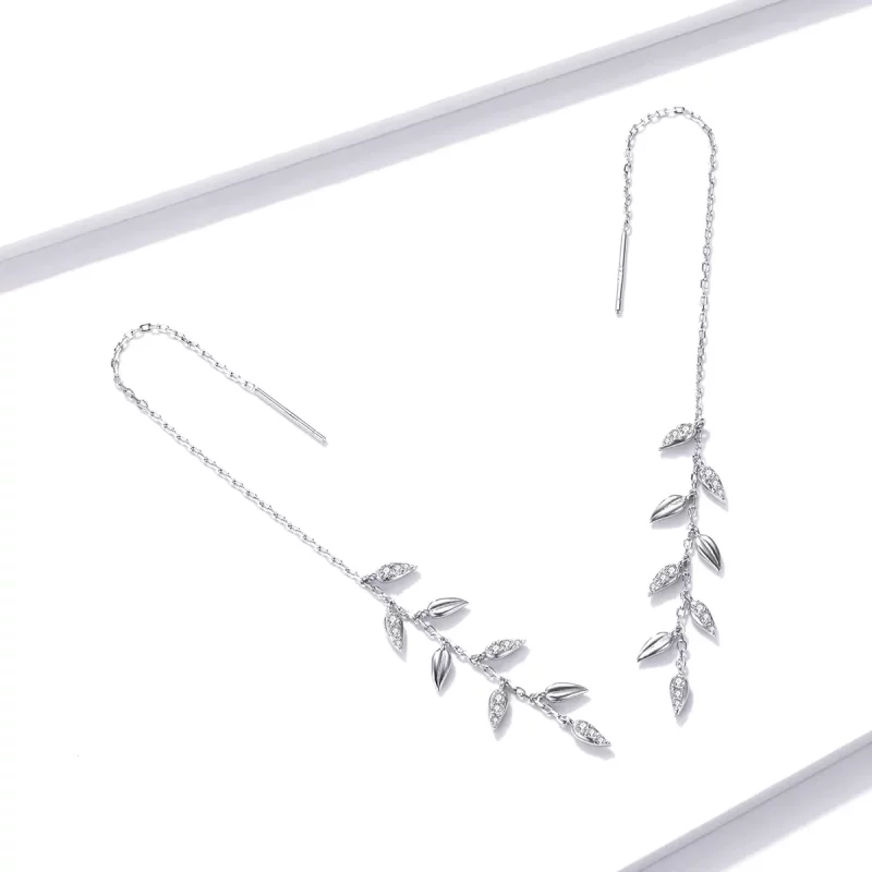 (imagen para) Pendientes colgantes de trigo brillante de estilo Pandora en plata - BSE447 - Ver 4
