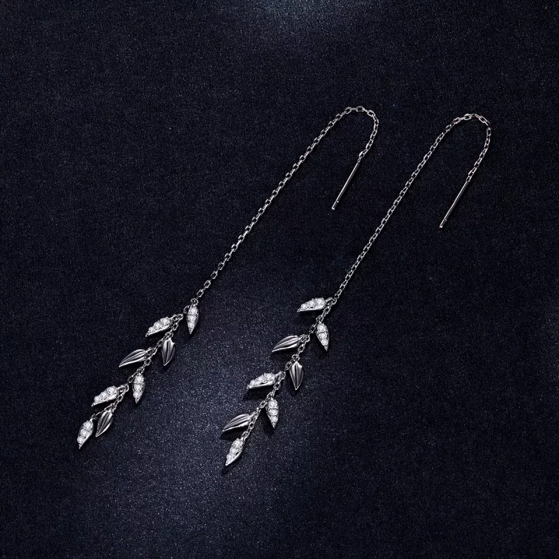 (imagen para) Pendientes colgantes de trigo brillante de estilo Pandora en plata - BSE447 - Ver 5