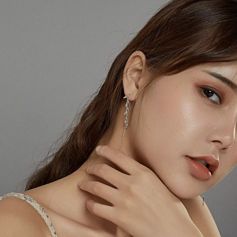 (imagen para) Pendientes colgantes de trigo brillante de estilo Pandora en plata - BSE447 - Ver 8