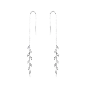 Pendientes colgantes de trigo brillante de estilo Pandora en plata - BSE447 (imagen para) Pendientes colgantes de trigo brillante de estilo Pandora en plata - BSE447
